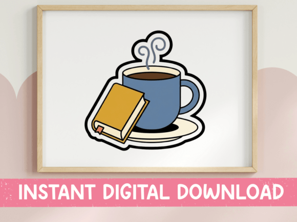 Coffee and Book Cozy Reader Sticker: For the Design-Savvy Book Lover