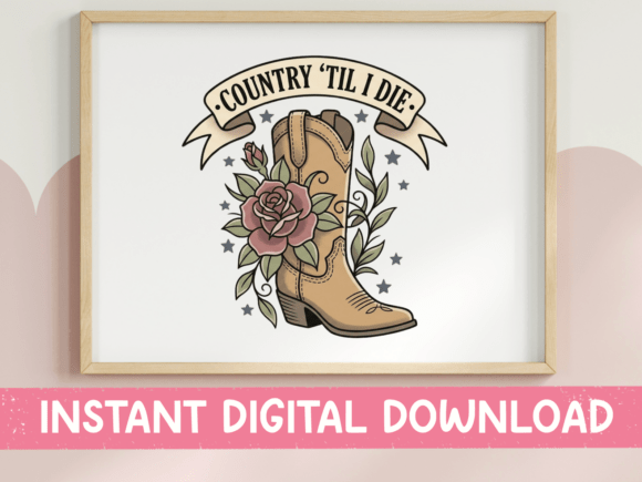 Country Til I Die Cowboy Boot Rose SVG: Vintage Attitude Meets Modern Craft