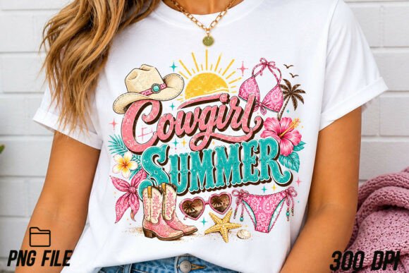 Cowgirl Summer Bikini PNG: Coastal Western Design