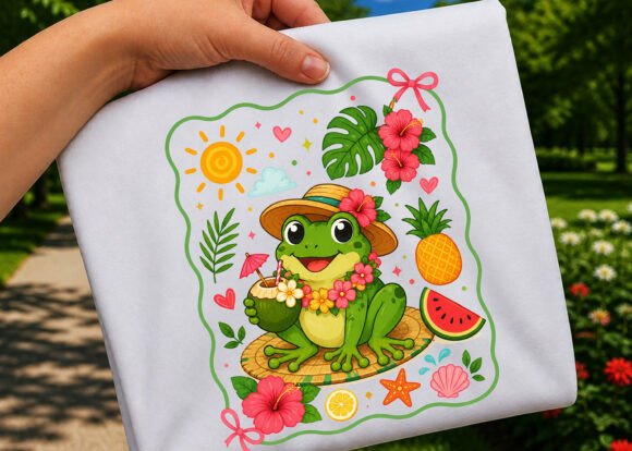 Cute Summer Hawaiian Tropical Frog PNG: Your Go-To Summer Graphic