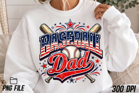 Game Day Graphics: The Patriotic Baseball Dad PNG