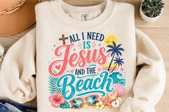 Jesus and the Beach Summer PNG: Faith Meets Coastal Calm
