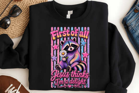 Jesus Thinks I’m a Delight Raccoon PNG: A Cheerful Faith-Based Design