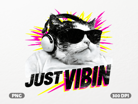 Just Vibin Cat Headphones PNG: A Vibe Check for Your Designs