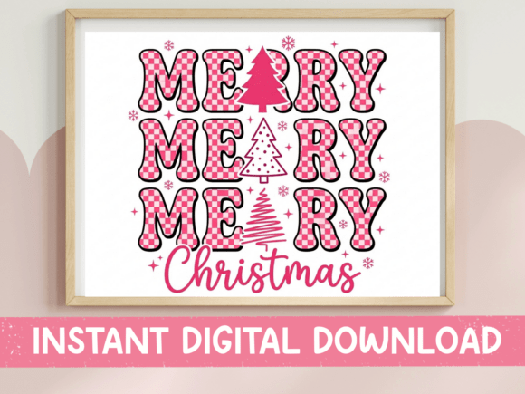 Merry Merry Christmas Checkered SVG PNG: Bold, Vibrant Festive Design