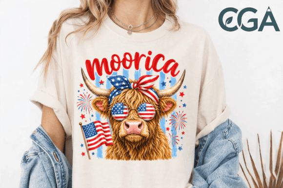 Moorica Patriotic Highland Cow Png: Your Go-To for Patriotic Projects
