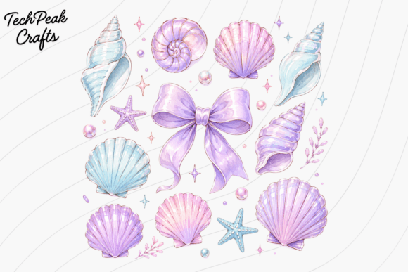 Pastel Seashell Bow Shirt PNG: Coastal Coquette Design