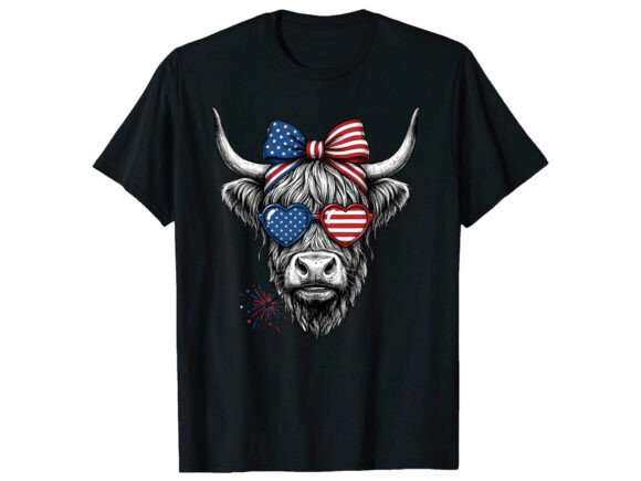 Patriotic Cow 4th of July T-Shirt: Bold Festive Design