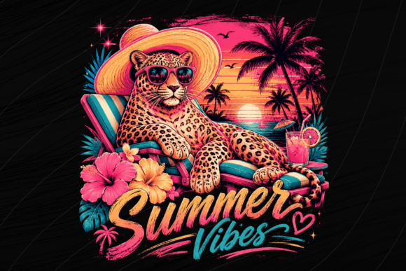 Retro Leopard Beach PNG: Capture That Endless Summer Aesthetic