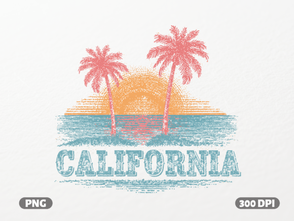 Timeless West Coast Vibes: The Vintage California Sunset PNG